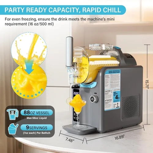 Miniatura 4 de Máquina de helados para hacer bebidas congeladas, máquina de granizado para el hogar, máquina para granizar, no necesita hielo, autolimpieza, 5