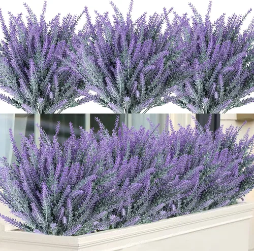 Miniatura 14 de Ouddy Decor 24 Manojos de Flores Artificiales de Lavanda Falsas Plantas de Plástico para Hogar Boda Cocina Jardín Patio Caja de Ventana Mesa
