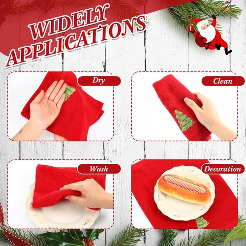 Miniatura 4 de Ganeen 6 toallas de mano navideñas para baño, 12 x 18 pulgadas, juego de toallas de cocina de muñeco de nieve azul, juego de toallas decorativas