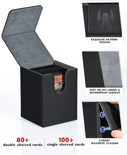 Miniatura 3 de ZLCA Caja de Mazos de Cartas para MTG Yugioh TCG, Caja de Almacenamiento de Cartas con Divisores que Contiene Más de 100 Cartas Enfundadas, Estuche