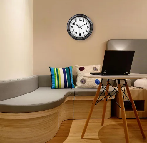 Miniatura 6 de 45MinST Reloj de Pared Retro de 12 Pulgadas, Movimiento Silencioso Sin Tic Tac Operado por Batería, Decoración para Hogar/Decoración de Pared, Fácil