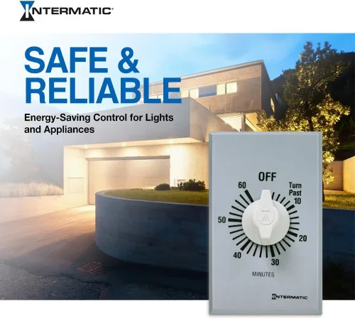 Miniatura 6 de Intermatic SW60MK - Temporizador de resorte de 60 minutos, control de ahorro de energía para luces LED/CFL, uso versátil para ventiladores, motores