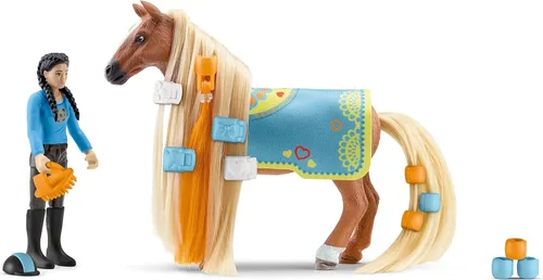 Miniatura 2 de Schleich Horse Club Sofia's Beauties - Juego de belleza de caballo de 18 piezas, figura de caballo Kim y caballo con pelo de peinado cepillable, más