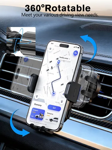 Miniatura 8 de Cargador de coche inalámbrico, soporte de teléfono de carga rápida de 15 W, soporte de teléfono con sujeción automática para parabrisas, ventilación