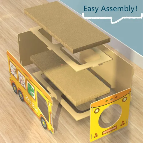 Miniatura 6 de SHENGOCASE Casa rascador de madera Jumbo de 26.4 x 11.8 pulgadas con forma de autobús extra grande para Maine Coon, casa de cartón para gatos