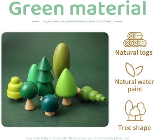 Miniatura 3 de Juego de 8 árboles de madera en miniatura de varios tamaños, árboles de madera natural, mini árboles para decoración del hogar y manualidades