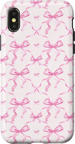 Miniatura 5 de Cintas y lazos estéticos rosas para iPhone 16 en estuche de acuarela