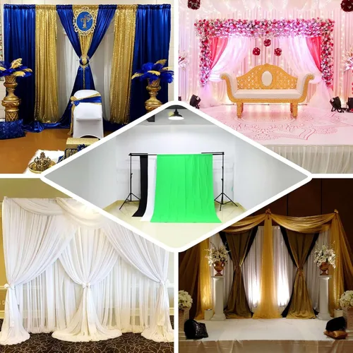 Miniatura 5 de Efavormart - Kit de soporte de fondo de barra transversal triple de 8 x 10 pies, soporte de fondo metálico ajustable 3 en 1, sistema de fotografía