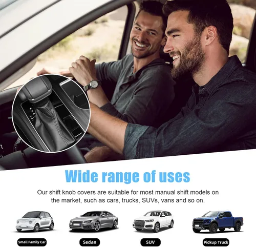 Miniatura 6 de Funda para pomo de cambios de coche, cubierta para pomo de cambios para protección, funda para palanca de cambios de cuero manual/automático