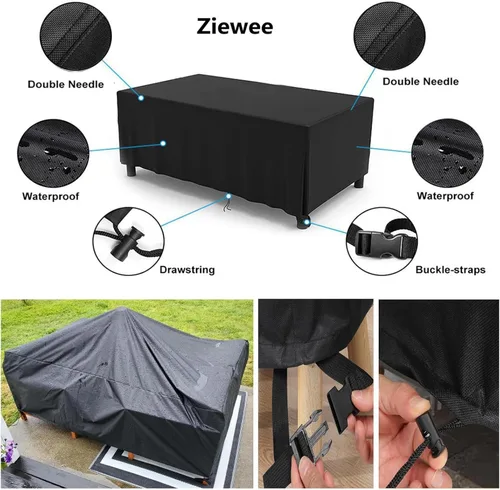 Miniatura 3 de Cubiertas para muebles de patio 124" L x 76" W x 32" H, cubierta impermeable para muebles de mesa de exterior, rectangular, 600D, cubierta de juego