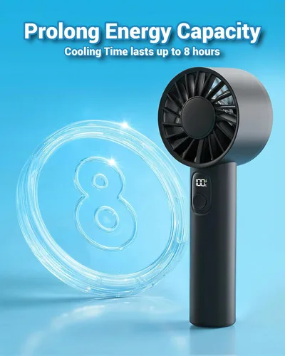 Miniatura 3 de FrSara Portable Handheld Mini Fan, Small Rechargeable Personal Fan, Summer Travel Essentials with 6-Speeds, 3000mAh, Great for Outdoor, Makeup