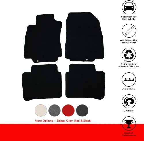 Miniatura 2 de IKON MOTORSPORTS - Alfombrillas compatibles con Nissan Versa 2007-2012, 4 alfombras delanteras de nailon negro para protección de suelo interior por