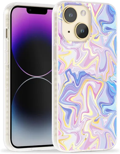 Miniatura 24 de SCORPIFY Funda para iPhone 13 con diseño floral de Nemophila azul, bonita funda transparente para teléfono con flores para mujeres y niñas