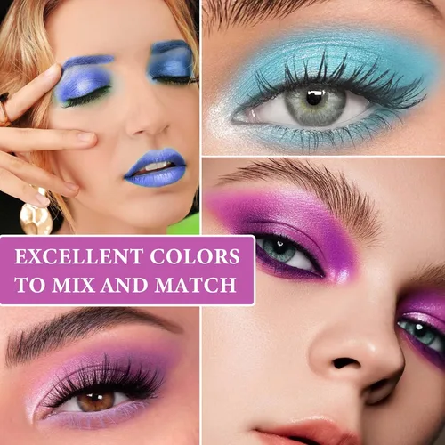 Miniatura 6 de Paleta de sombra de ojos morada con purpurina, paleta de maquillaje de sombra de ojos mate brillante, paleta de maquillaje altamente pigmentada