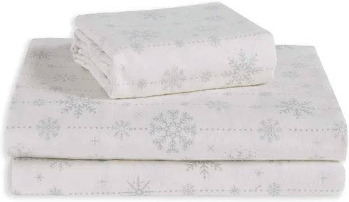 Miniatura 9 de Elegant Comfort Juego de sábanas ultrasuaves de franela de 100% algodón turco, 4 piezas, sábanas de franela de Navidad navideñas, cálidas y Copo