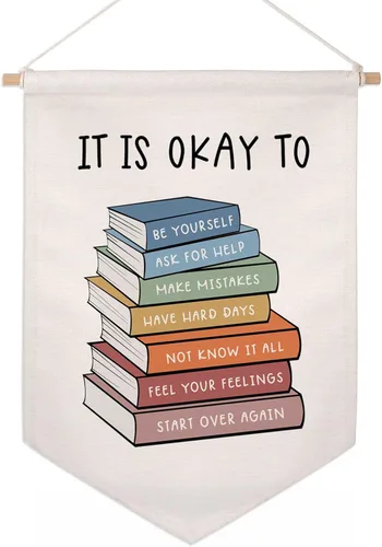 Cartel Colgante de Pared para Aula Póster de Terapia Decoración de Oficina Rincón de Calma Consejero Escolar Salud Mental Póster de Mentalidad de
