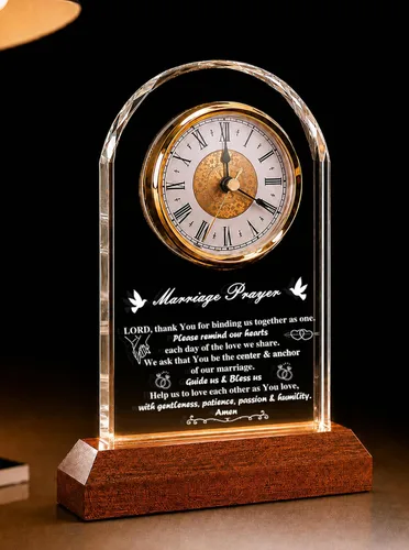 Miniatura 12 de Best Boss Ever Regalos para hombres y mujeres — Reloj de escritorio de cristal con base de luz de madera Apreciación del jefe y despedida