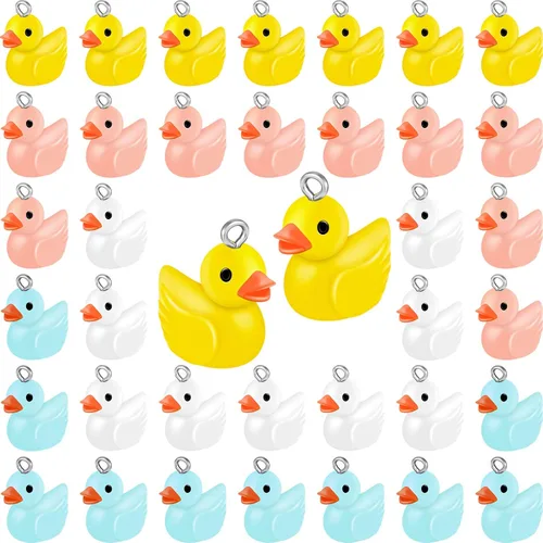 Miniatura 8 de Jetec 40 dijes de pato de resina, cuentas para mujeres adultas, fabricación de joyas, pulseras, collares, aretes, llavero, manualidades, regalos