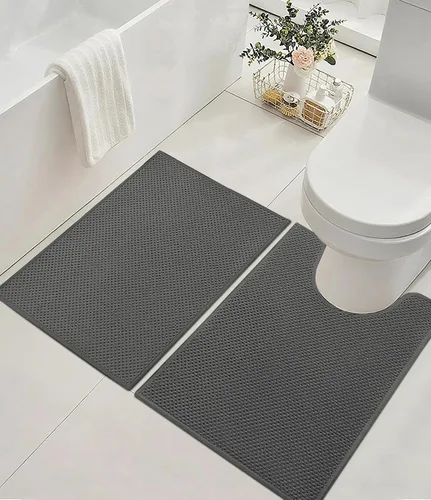 Miniatura 20 de YIHOUSE Juego de 2 tapetes de baño ultrafinos de secado rápido, tapete de baño absorbente para baño, antideslizante, lavable a máquina (beige)