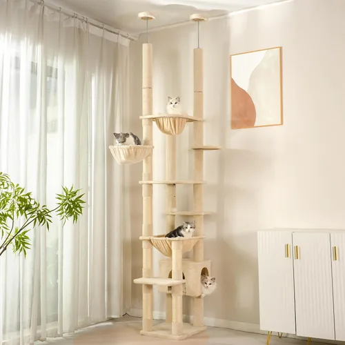 Miniatura 10 de Árbol grande XXL para gatos de 70 pulgadas de alto, resistente para gatos Maine Coon y gatos grandes, más de 20 libras, cama superior y hamaca, 2