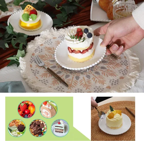 Miniatura 4 de Juego de 18 platos de postre de porcelana de 5.5 pulgadas, pequeños platos de cerámica para aperitivos, juegos de mini vajilla redondos, resistentes