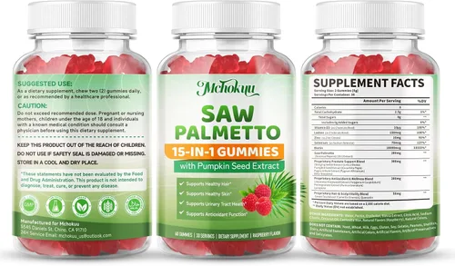 Miniatura 9 de Gomitas Saw Palmetto de 200 mg para hombres y mujeres, gomitas de aceite de semillas de calabaza con suplemento de palma enana americana para apoyo