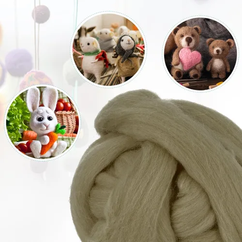 Miniatura 45 de uxcell Lana de fieltro con aguja, hilo de lana de fibra natural de 3.5 onzas para fieltro húmedo, manualidades, materiales de bricolaje