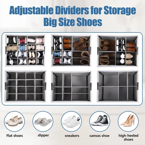 Miniatura 6 de HOUSE AGAIN Organizador de zapatos para armario, cajas de almacenamiento de zapatos con ruedas de 360°, marco de metal resistente que se adapta a