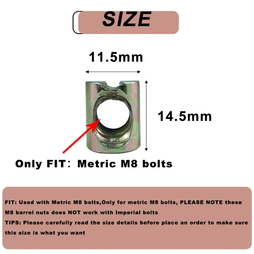 Miniatura 2 de 10 tuercas métricas M8-0.049 x 0.571 in, para tornillos métricos M8-1.25, clavijas cruzadas, tuercas ranuradas, tornillos, kit de repuesto