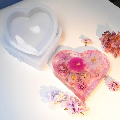 Miniatura 4 de Moldes de resina de corazón, molde de silicona de corazón grande de 8.6 pulgadas y 7.2 pulgadas, molde de resina epoxi grande para preservación