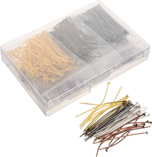 EXCEART 600 pines de cabeza plana para hacer joyas, pines en T de metal para manualidades, aretes, pulseras, joyería, accesorios, suministros