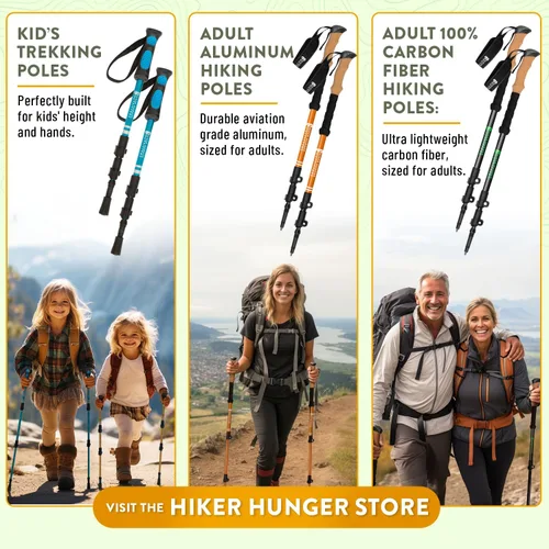 Miniatura 8 de Kids Hiking Poles by USA Brand - Lightweight Collapsible Kids Walking Stick w/Quick Adjustable Flip Locks