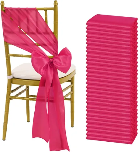 Miniatura 14 de fani 60 cintas de satén negras de 7 x 108 pulgadas para silla, fundas universales para silla, bodas, fiestas de cumpleaños, celebraciones, hoteles