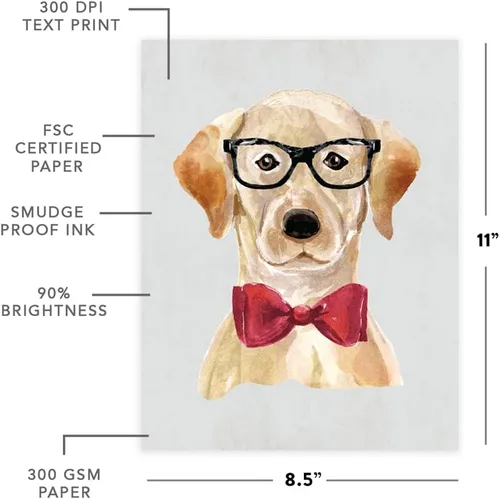 Miniatura 90 de Andaz Press Póster impreso para pared de perro, 8.5 x 11 pulgadas, Bulldog inglés con gafas negras, 1 paquete, regalo de cumpleaños de Navidad, sin