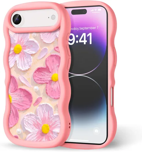 Miniatura 58 de Compatible con iPhone SE/8/7 Funda para Mujeres y Niñas, Marco Ondulado Rizado con Patrón Lindo, Estética Delgada Suave Silicona TPU Parachoques
