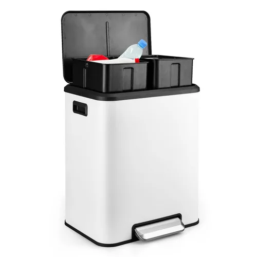 Miniatura 13 de GAOMON Cubo de basura doble de cocina y cubo de reciclaje, 2 x 4 galones, cubo de basura de acero inoxidable, 30 litros, contenedor