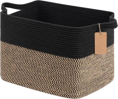 Miniatura 28 de Goodpick Cesta de Almacenamiento Negra para Estantes, Cestas Tejidas para Almacenamiento, Cestas de Almacenamiento de Juguetes para Niños, Cesta