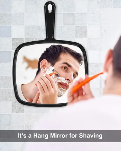 Miniatura 3 de Hair Stylist Black Handheld Mirror with Handle for Multi Purpose Use - Lightweight & Thick Frame : Use for Multi-Purpose : 3CT Negro