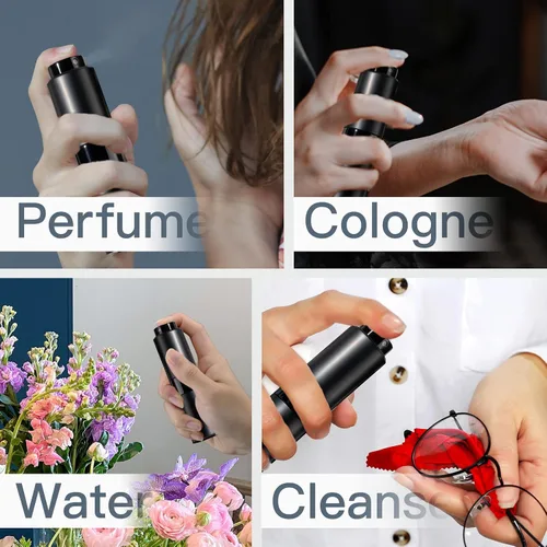 Miniatura 4 de Atomizador de perfume de 0.7 fl oz, botella de spray de colonia de viaje, mini dispensador de rociador vacío (negro, 4PCS)