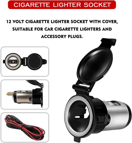 Miniatura 4 de Enchufe para encendedor de cigarrillos, adaptador de encendedor de cigarrillos de automóvil DC 12V/24V con cable de extensión, reemplazo de enchufe