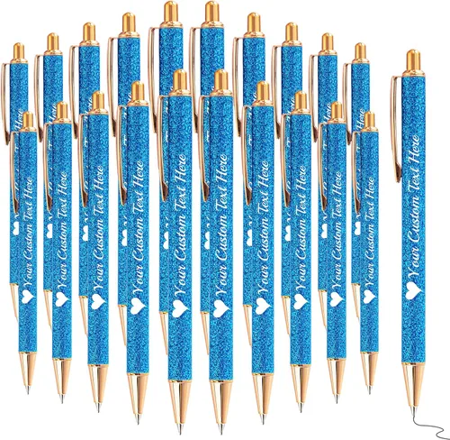 Miniatura 33 de Bolígrafos con purpurina personalizados con nombre, bolígrafos bonitos y bonitos personalizados, bolígrafos retráctiles de tinta negra, suministros