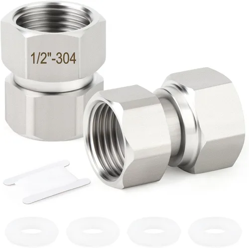 Miniatura 9 de TAISHER 2PCS Conectores en T Flexibles Móviles de 3 Vías Derecha de Acero Inoxidable 304, Macho de 1/2" para Rociador, Válvula Angular, Brazo