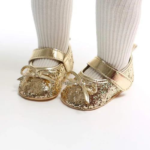 Miniatura 2 de Zapatos planos Mary Jane para bebé con diadema de lazo, vestido de princesa floral para bebé, suela suave, zapatos de cuna antideslizantes