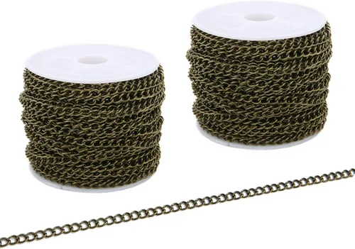 Miniatura 8 de SWTOOL Cadenas de eslabones de metal de plata de 60 pies/20 yardas, cadena de hierro a granel para hacer cadenas de joyería y manualidades, 2 rollos