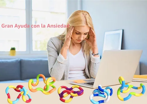 Miniatura 3 de Juguetes sensoriales fidget - 6 piezas de juguetes fidget retorcidos multicolor para adultos, niños y niñas para relajación, alivio del estrés
