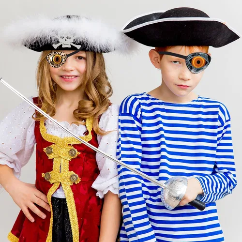 Miniatura 5 de Eurzom 8 piezas de parches oculares para niños, parche ocular ajustable y reutilizable, lindo para niñas y niños, con correa elástica para el parche