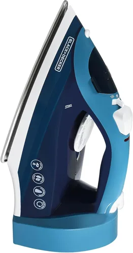 BLACK+DECKER Plancha de vapor para ropa con cable retráctil, vaporización vertical, diseño antigoteo, rociador de niebla y botón de autolimpieza,