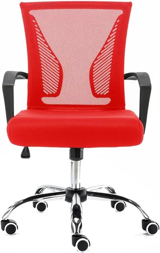 Modern Home Zuna Silla de oficina con respaldo medio, respaldo ergonómico de malla con respaldo de malla (negro/rojo)