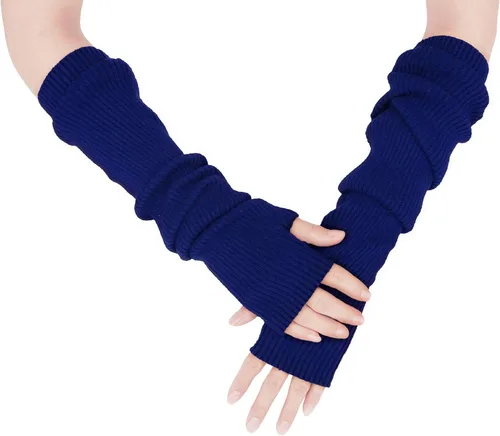 Miniatura 29 de Guantes cálidos de cachemira de brazo largo para mujer, guantes de invierno acogedores sin dedos, calentadores de brazos suaves, gran regalo