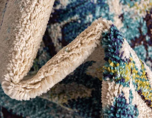Miniatura 7 de Unique Loom Medici Collection - Alfombra tradicional de medallón floral vintage azul (2 pies 2 pulgadas x 3 pies)
